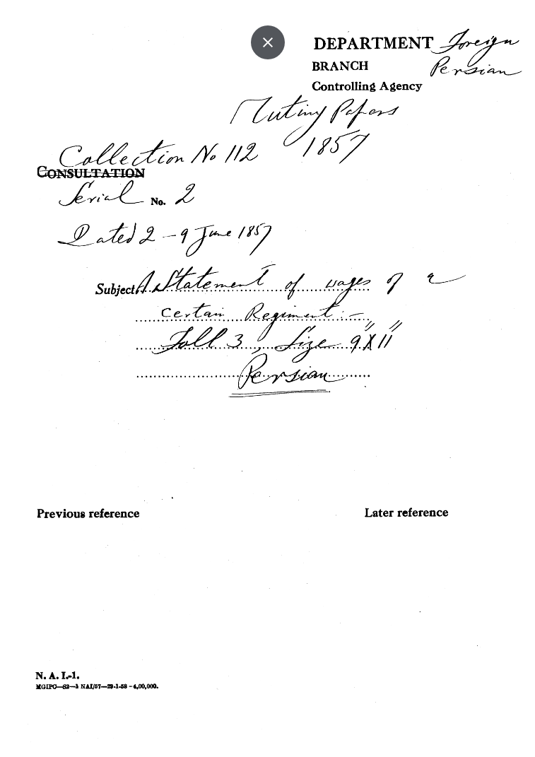 A Statement of Wages of a Certain Regiment.