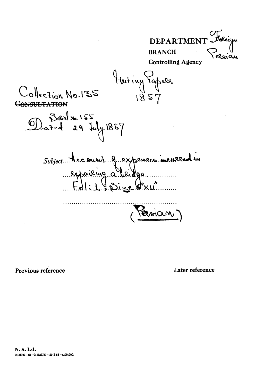 Account of Expenses Incased In Repairing a Bridge