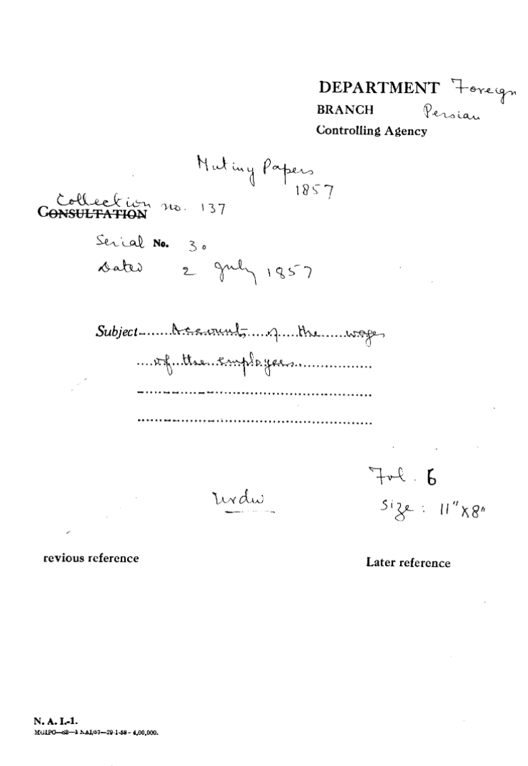 Account of the Wages of the Employees