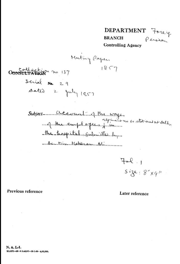 Account of the Wages of the Employees to that Jemployees In The Hospital SubnaThe Dr Mir Mahram Ali