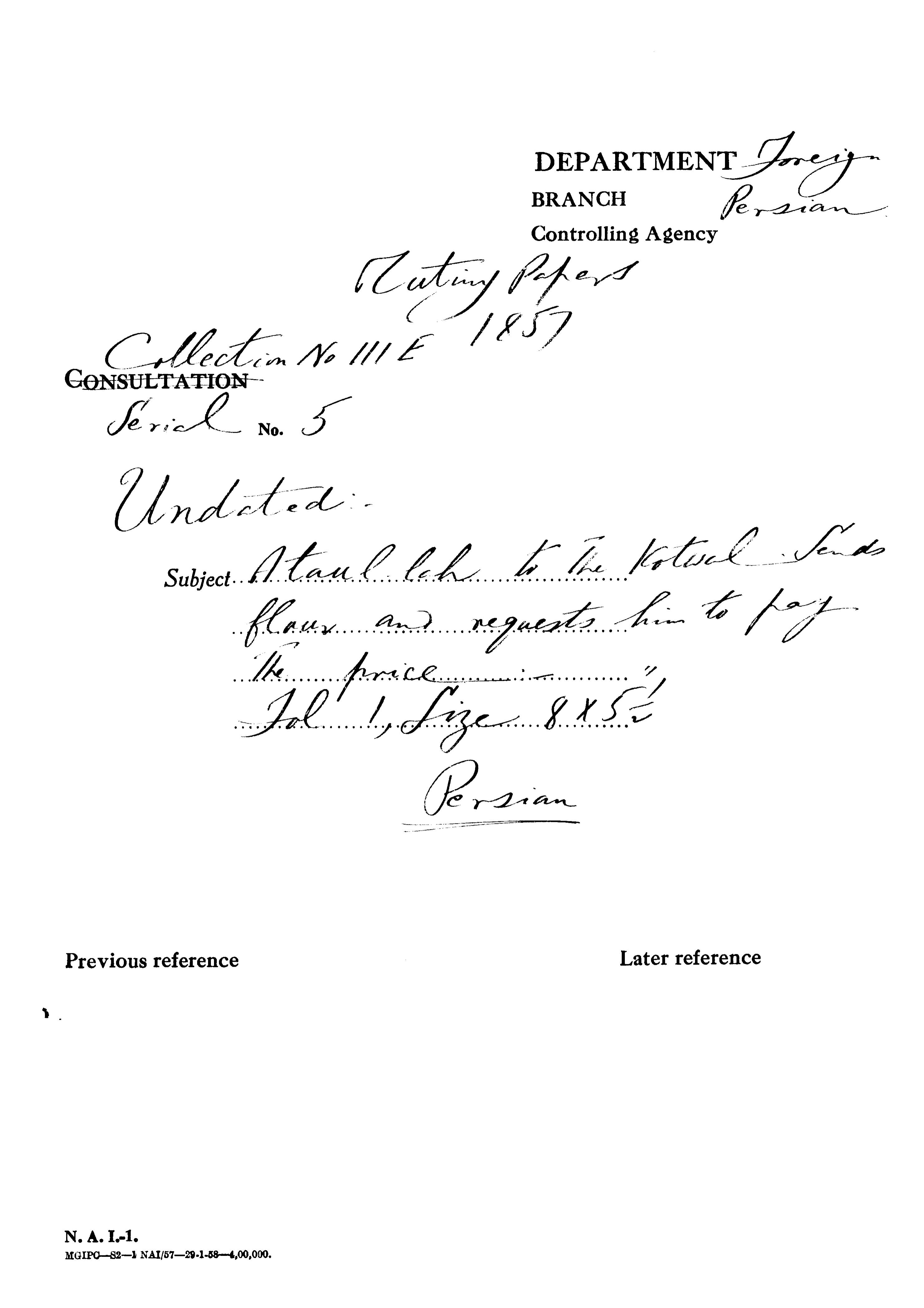 Ataullah to the Kotwal Sends Flour and Requests him to Pay the Price.(Delhi).