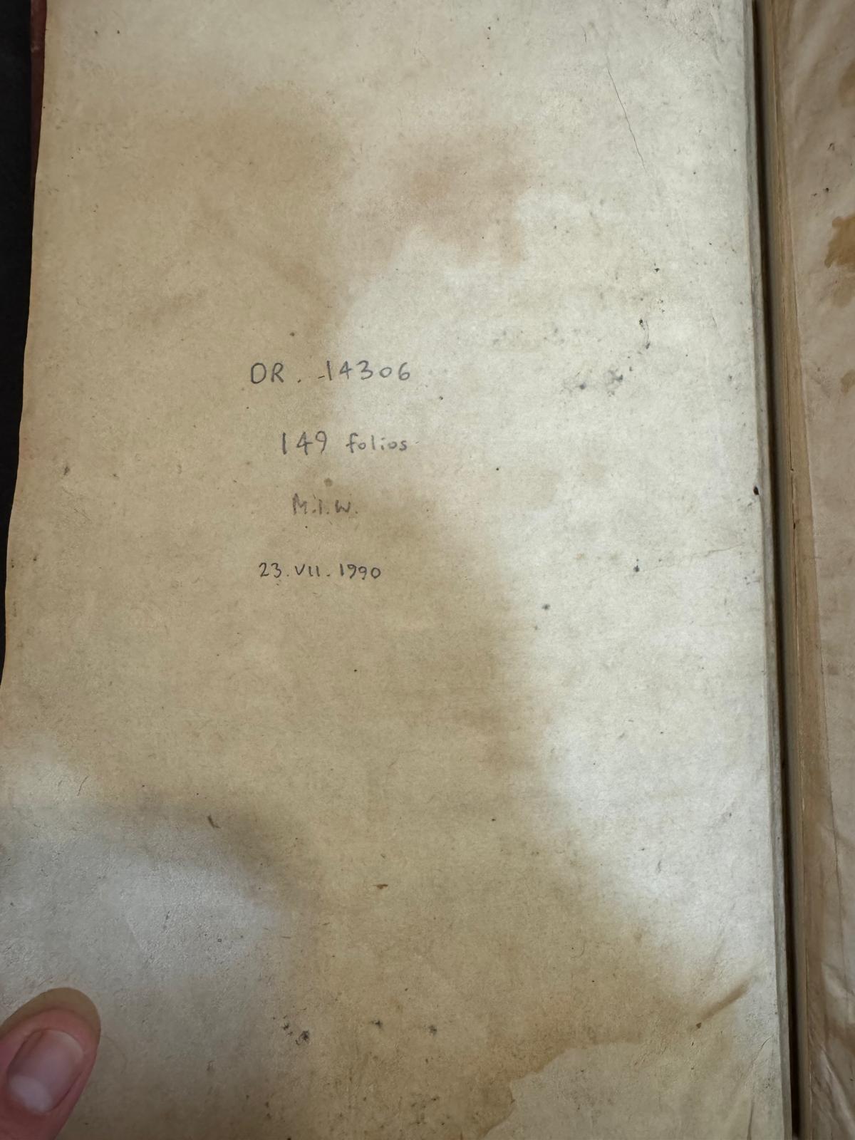 British Library DR.14306 (149 Folios M.I.W 23 VII.1990)