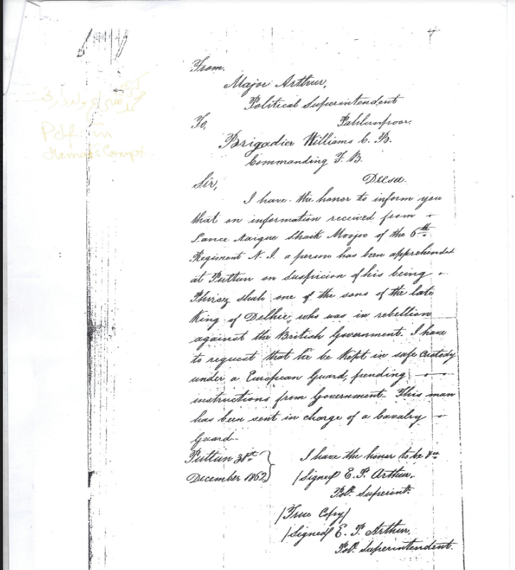 Capture of Karim Us-Shuja Letter by Major Arthur 1862 (PART 1)