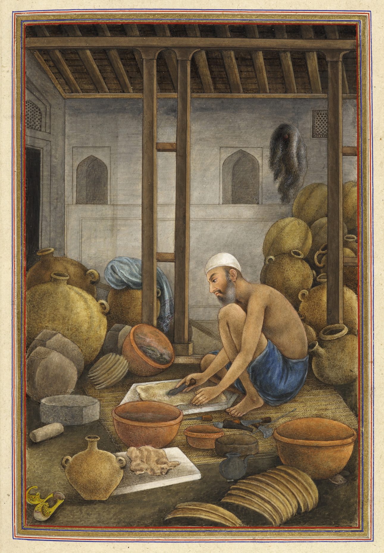 Chamar Rajput caste A Man Making Leather-bottle