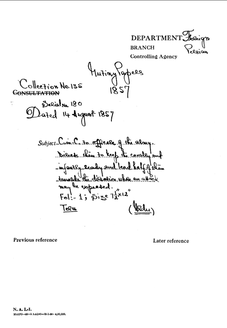 C-in-C (Mirza Mughal) of officers of the army Directs them to Keep the Cavalry and Unfaulty Ready and Lead Half of them towards the Direction Who an Hallock May Be Expected