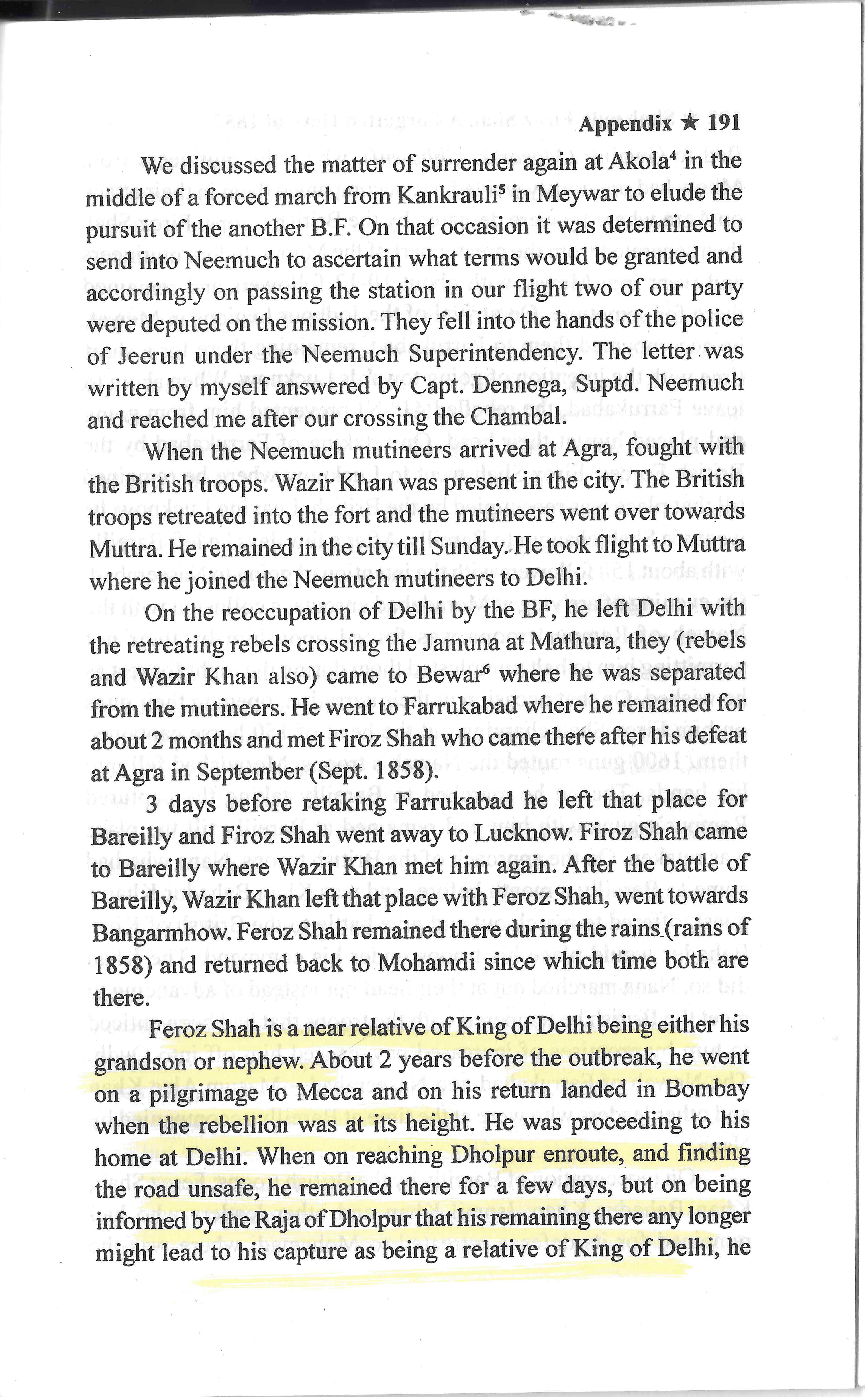 Deposition of Wazir Khan and Pir Zahoor Ali Dated 3rd March 1859 Giving Some Accounts of Firuz Shah.