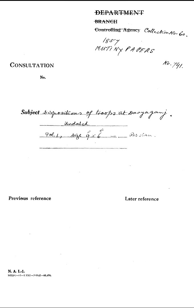 Dispositions of Troops at Daryaganj (1857)