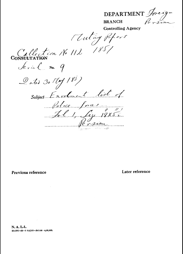 Enrolment List of Police Forces.