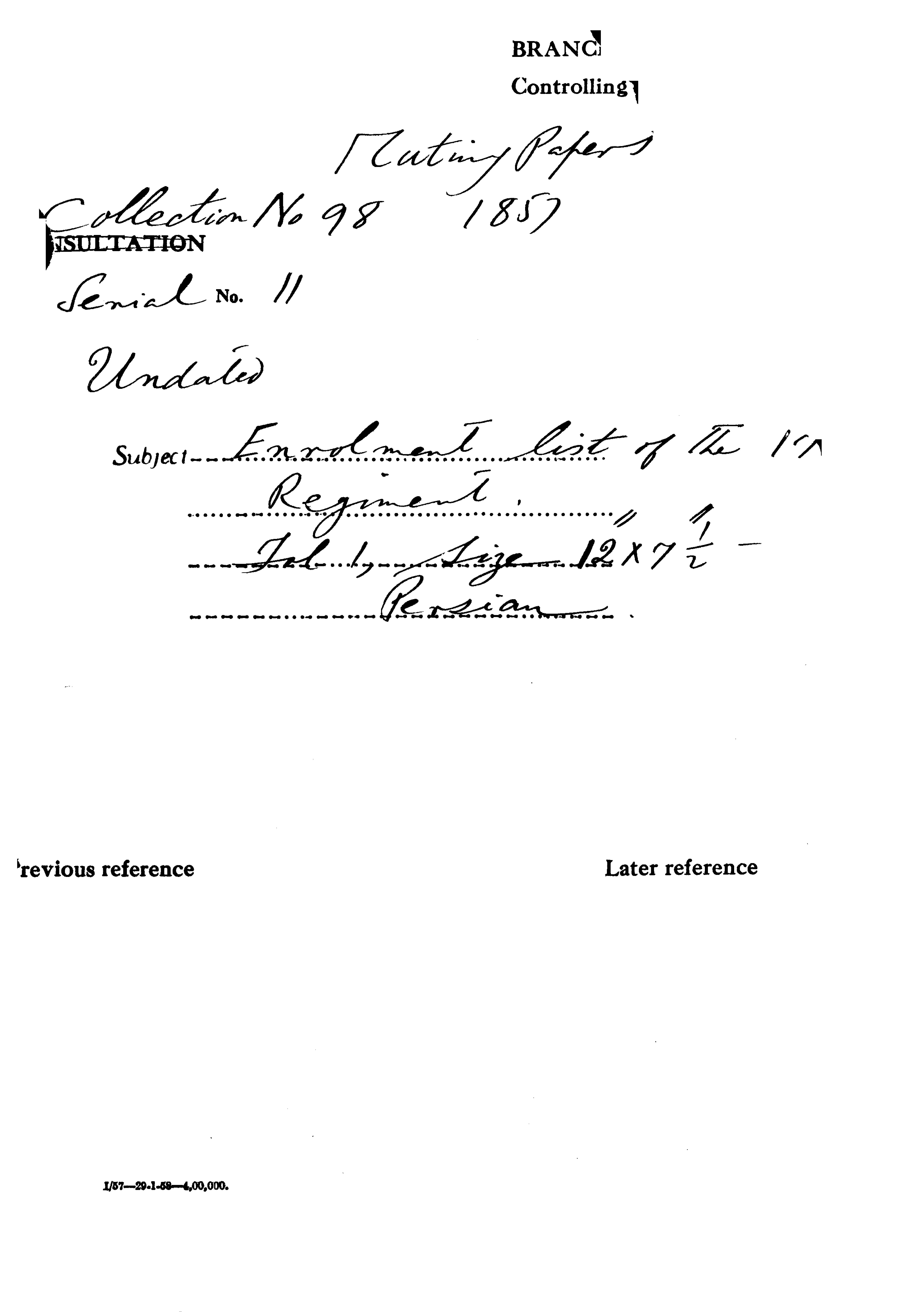 Enrolment List of the 14th Regiment