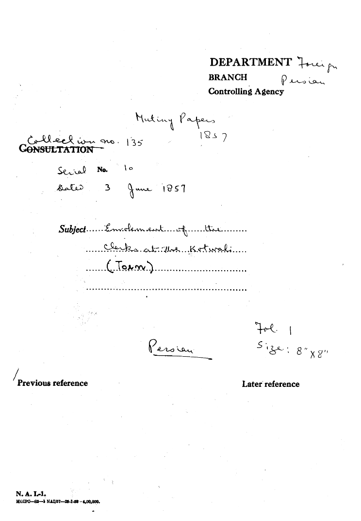 Enrolment of the Clerks of the Kotwali