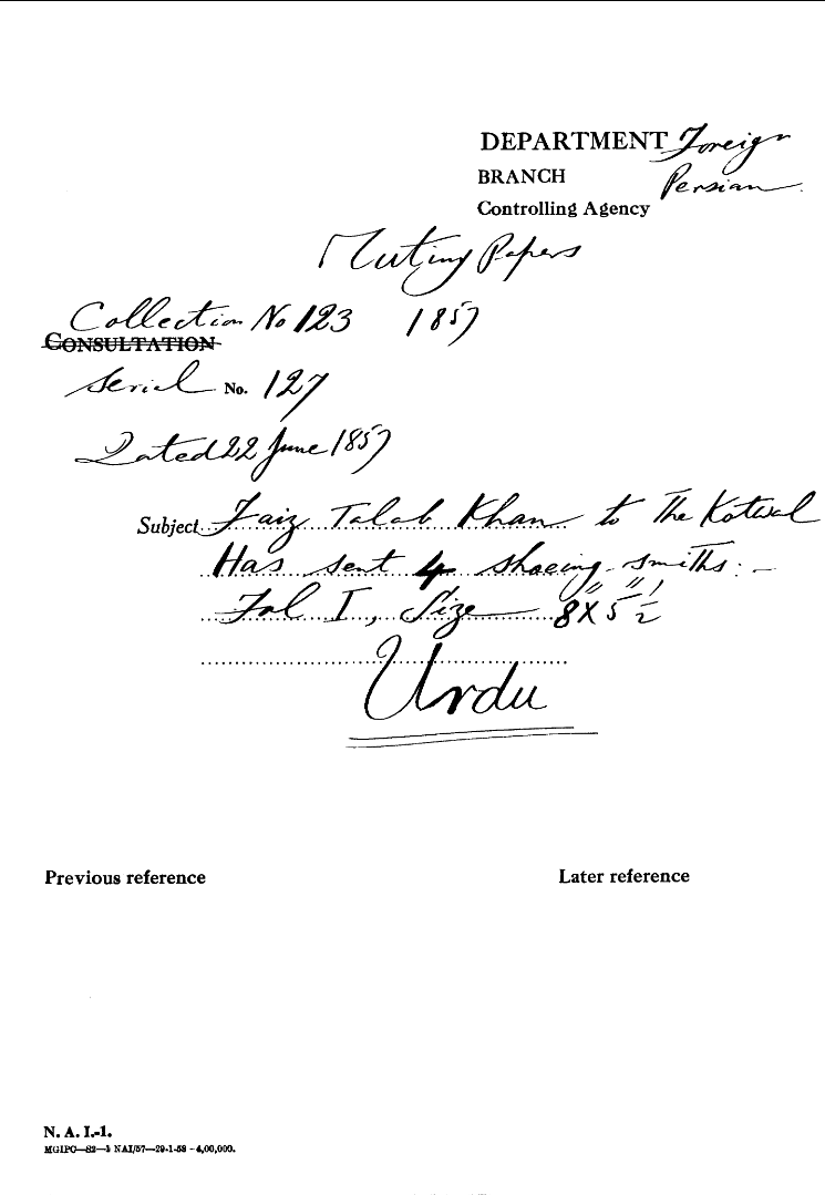 Faiz Talab Khan to the Kotwal Has Sent 4 Shoeing Smiths.