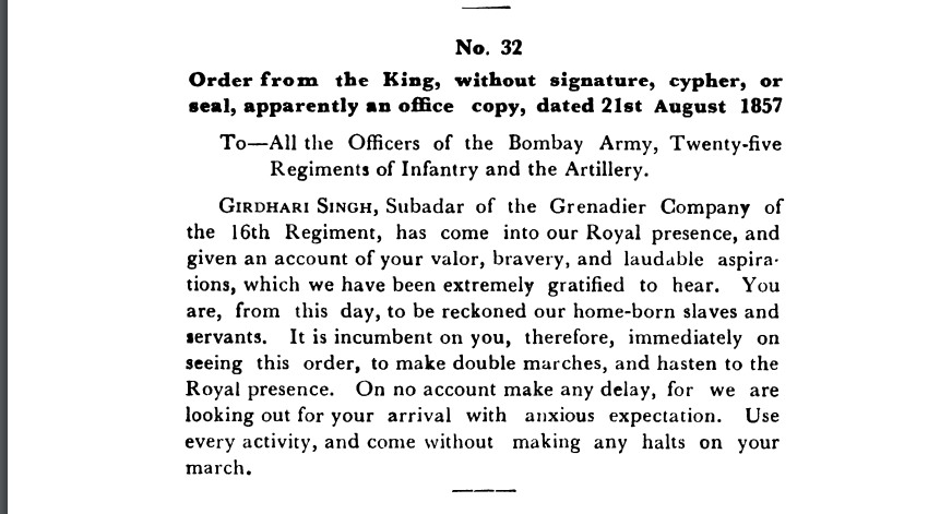 Fifth Days of Proceedings Trail of Bahadur Shah - Order  from  the  Emperor without  signature cypher or  seal  apparently  an  office  copy dated  21st  August  1857