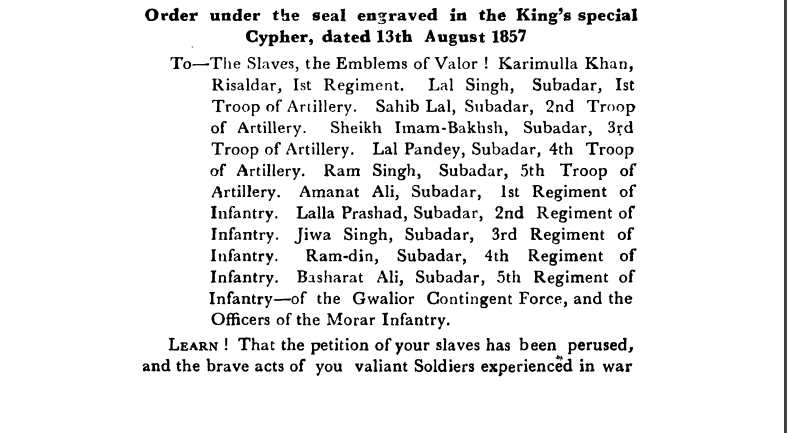 Fifth Days of Proceedings Trail of Bahadur Shah - Order  under  the  seal  engraved  in  the  Emperors  special  Cypher  dated  13th  August  1857