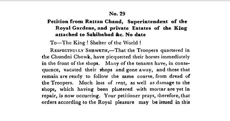 First Days of Proceedings Trail of Bahadur Shah - Petition  from  Rattan  Chand  Superintendent  of  the  Royal  Gardens  and  private  Estates  of  the  Emperor  attached  to  Sahibabad