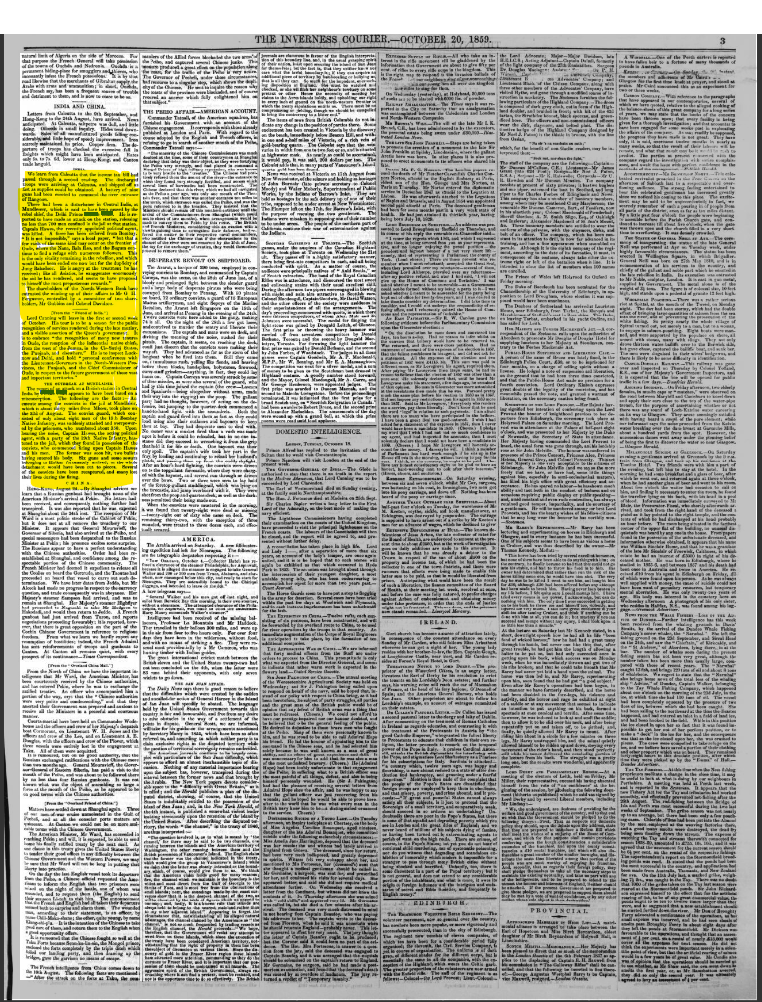 Firuz Shah Appears Misconception Reported by Inverness Courier October 20 1859