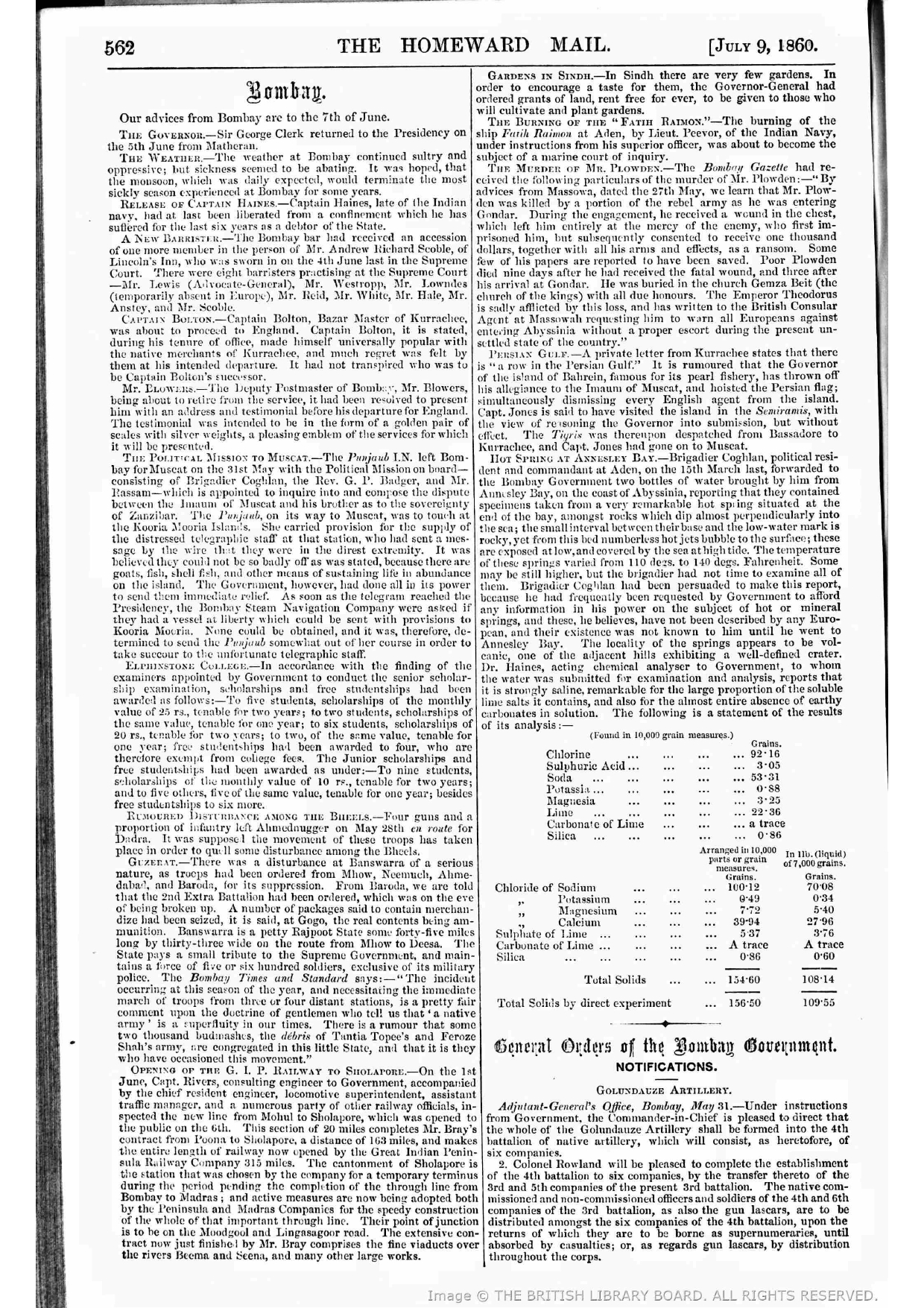 Firuz Shah in Bombay on June 7 , Reported by The Homeward Mail - July 09,  1860