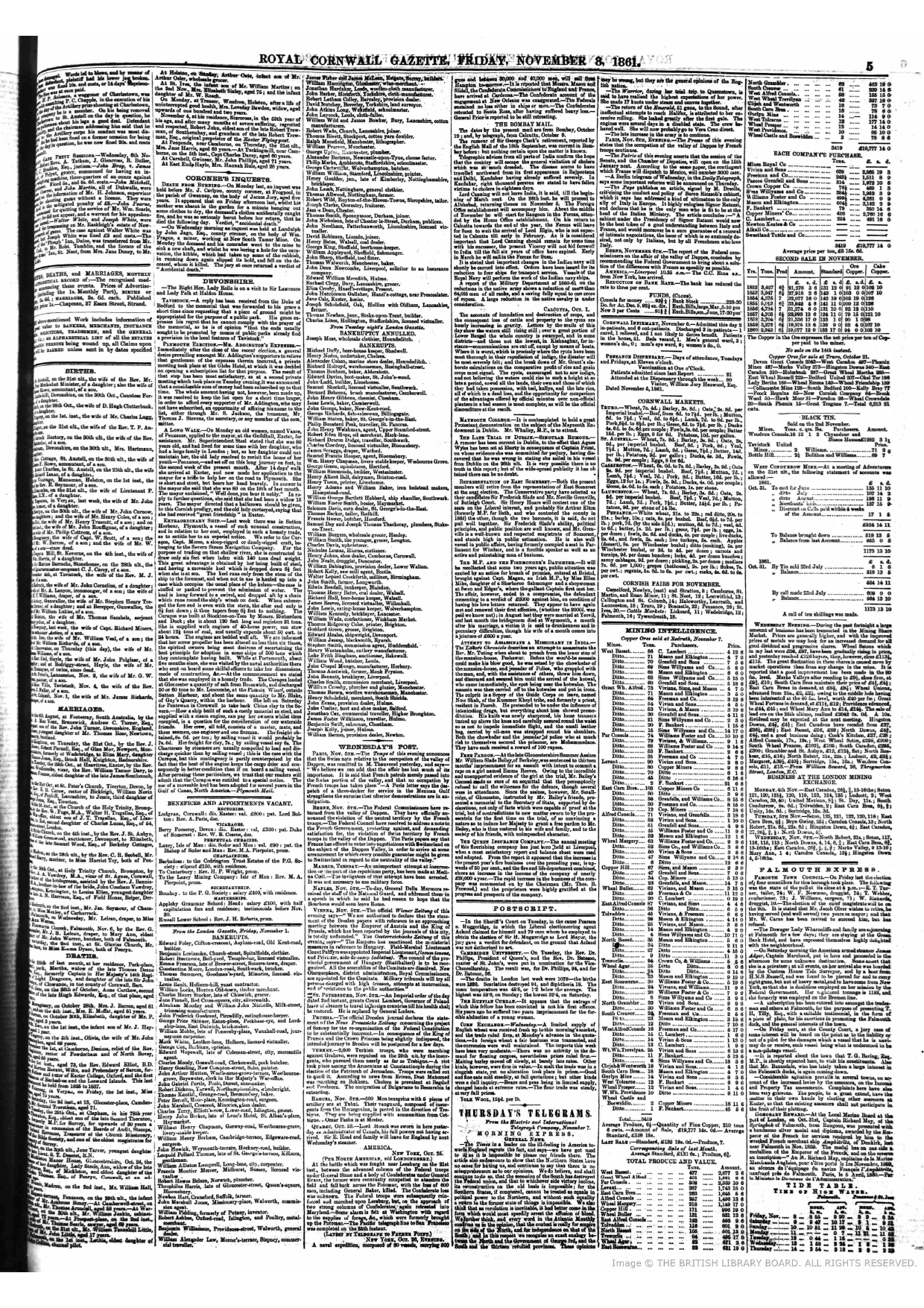 Firuz Shah In Calcutta , Reported by   ROYAL CORNWALL GAZETTE - November 8 Friday ,1861