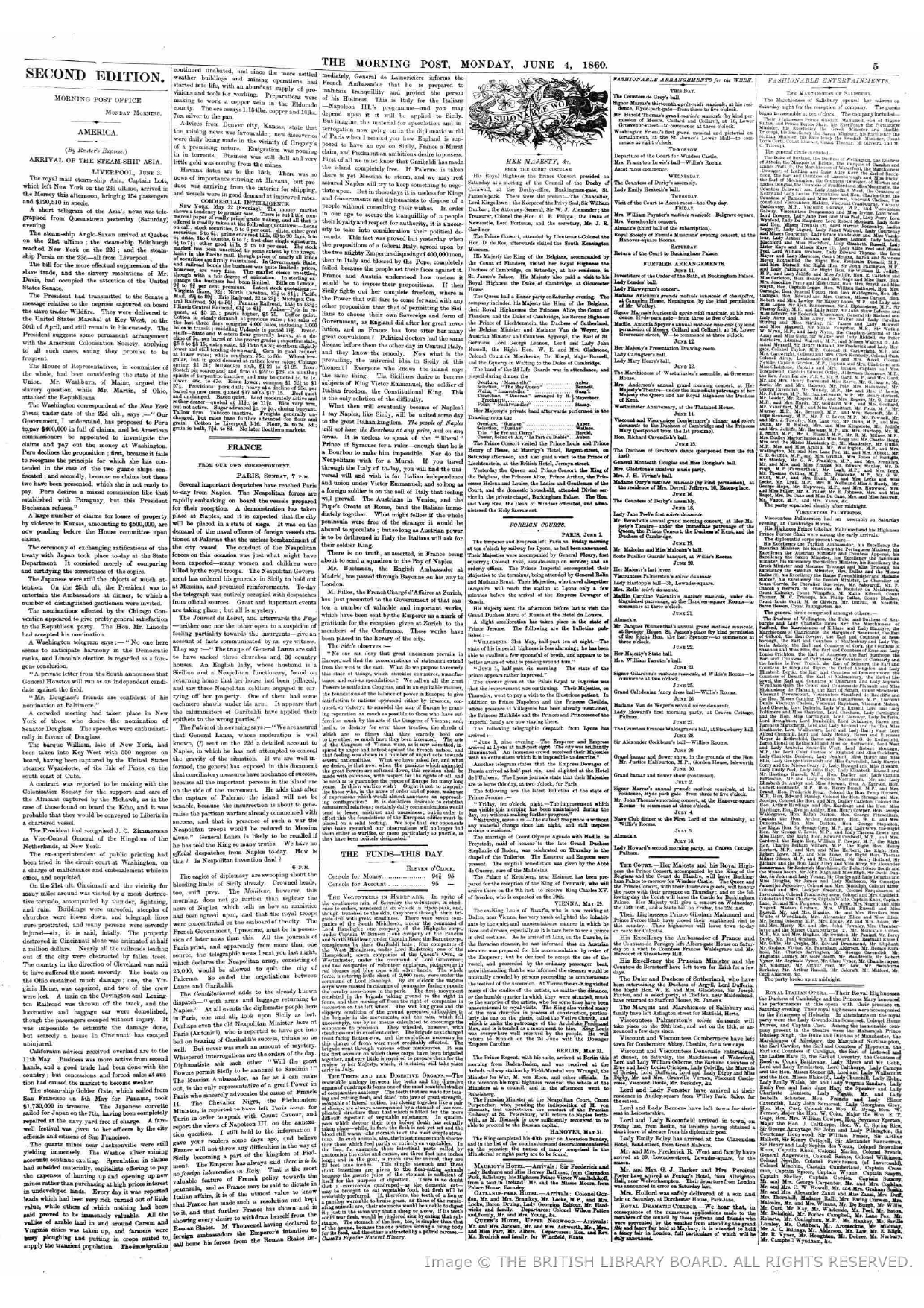 Firuz Shah in Calcutta , Reported by The Morning Post on June 4 Monday, 1860