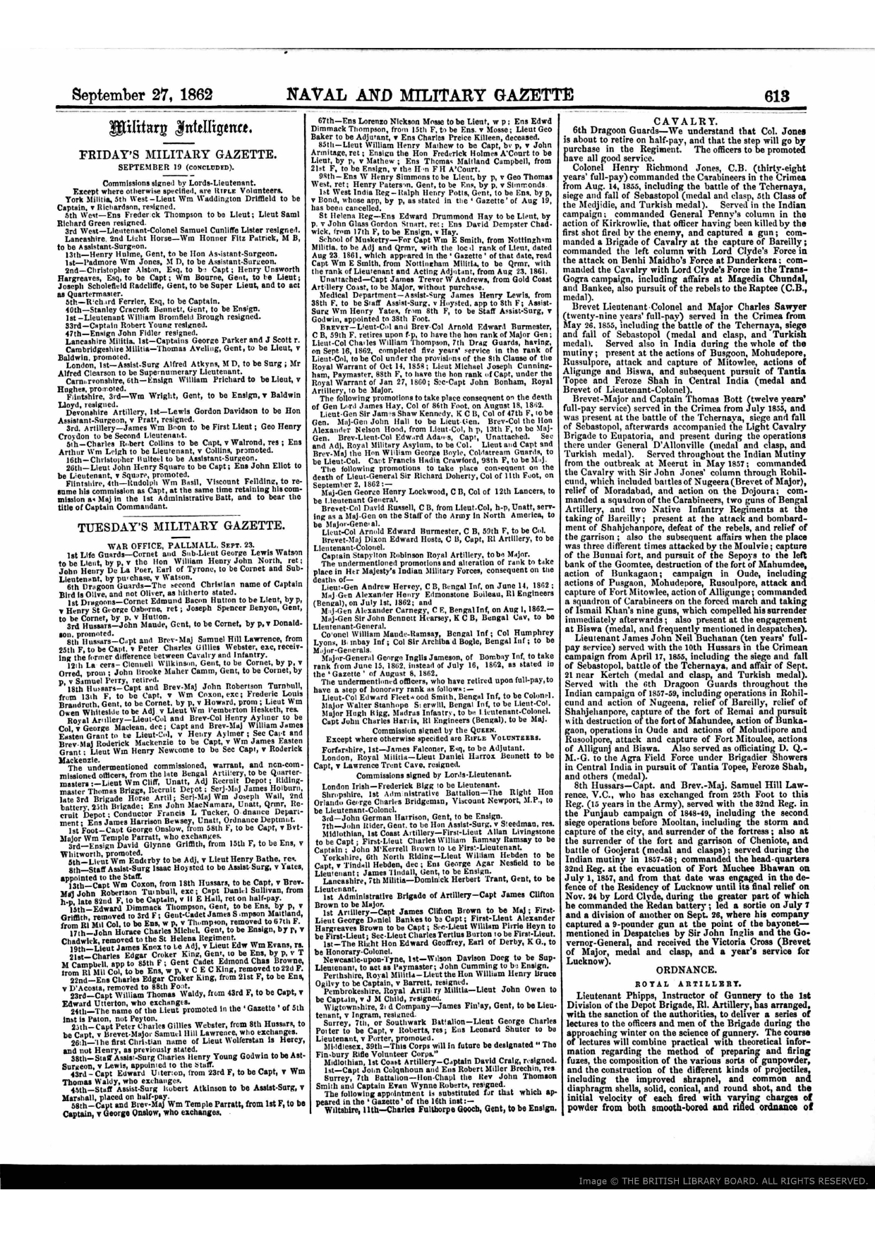 Firuz Shah  In Central India, Reported by NAVAL AND MILITARY GAZETTE - September 27 , 1862