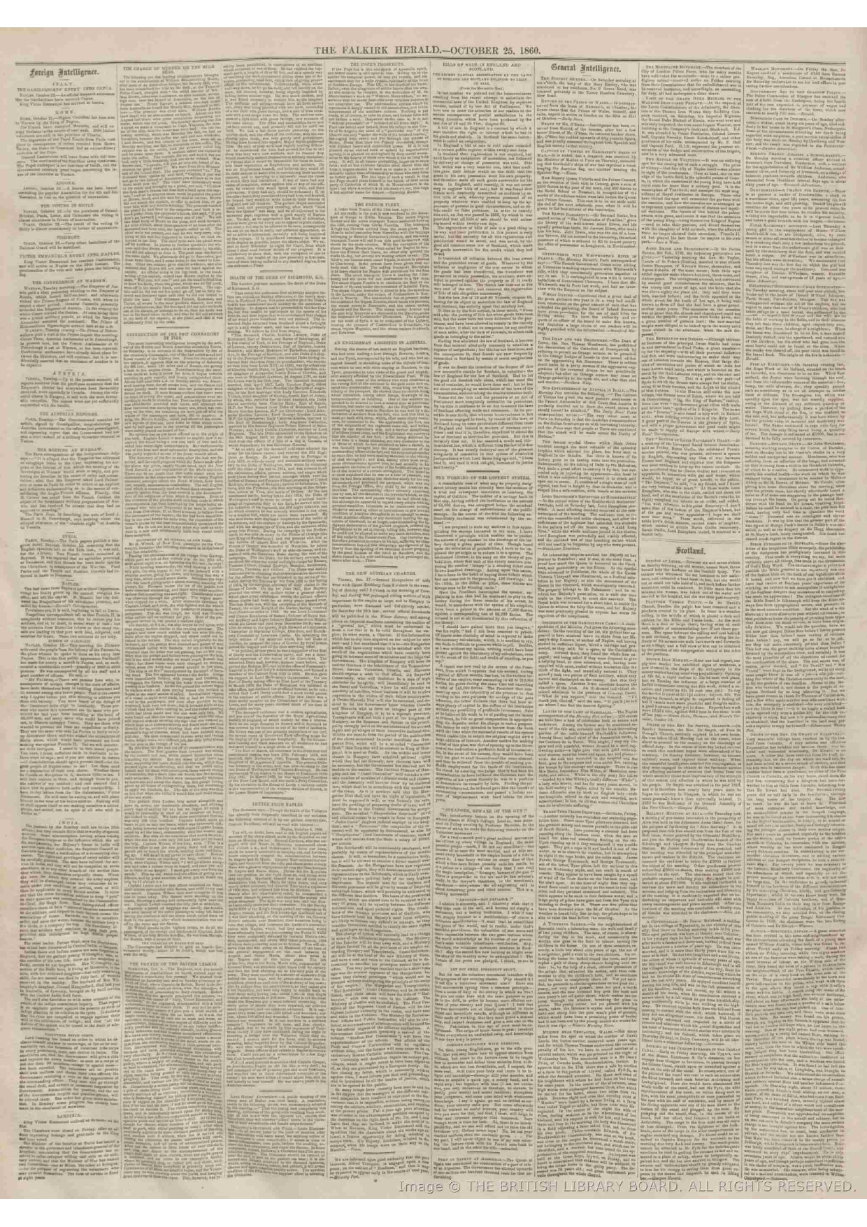 Firuz Shah in Central India , Reported by The Falkirk Herald- October 25 ,1860