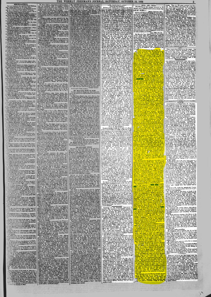 Firuz Shah is  Still keeping the Country in an Unsettled State Reported By The Weekly -- Journel Saturday On October 1859
