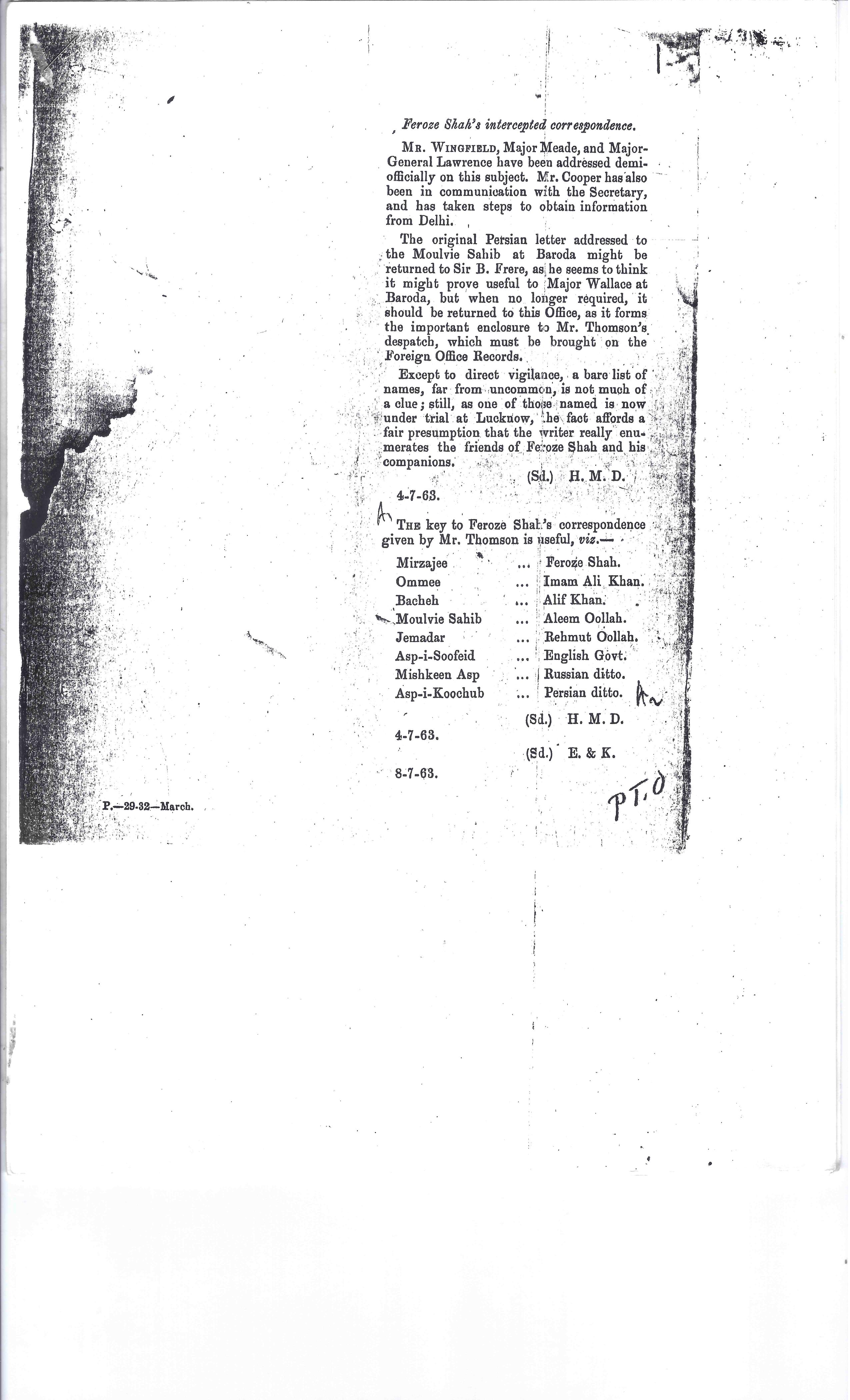 Firuz Shah's Intercepted Correspondence.