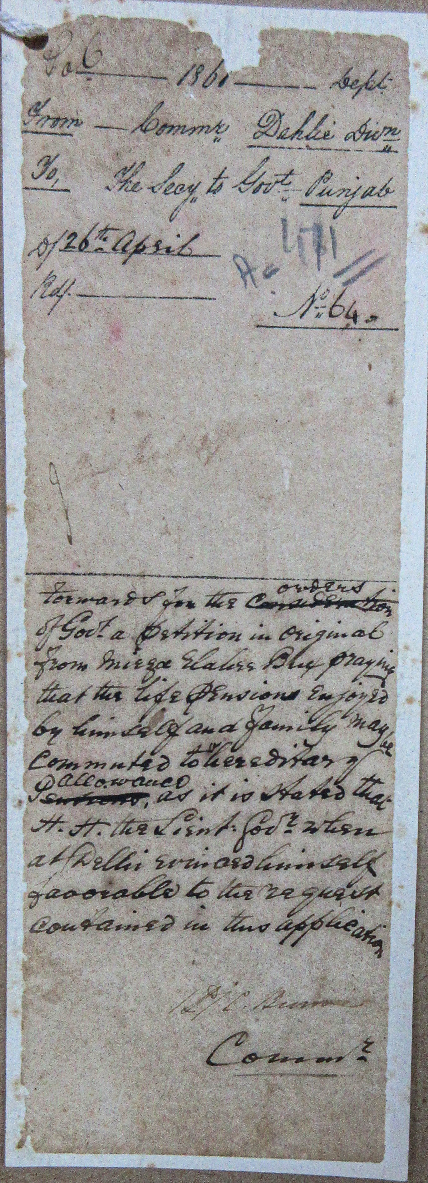 Foreign for the Orderd of Govt. A Petition in Original From Mirza Ilahi Bakhsh.File No.5