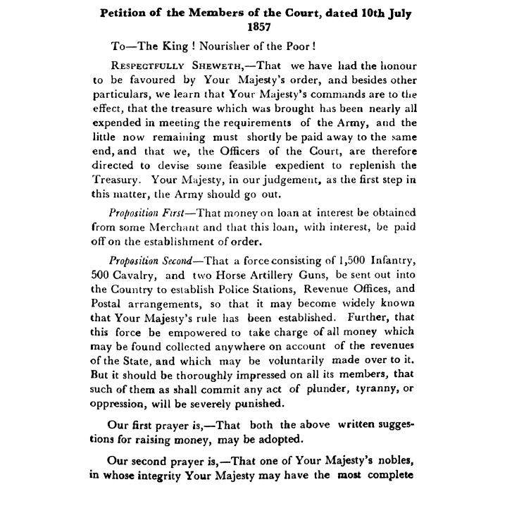 Fourth Days of Proceedings Trail of Bahadur Shah - Petition  of  the  Members  of  the  Court