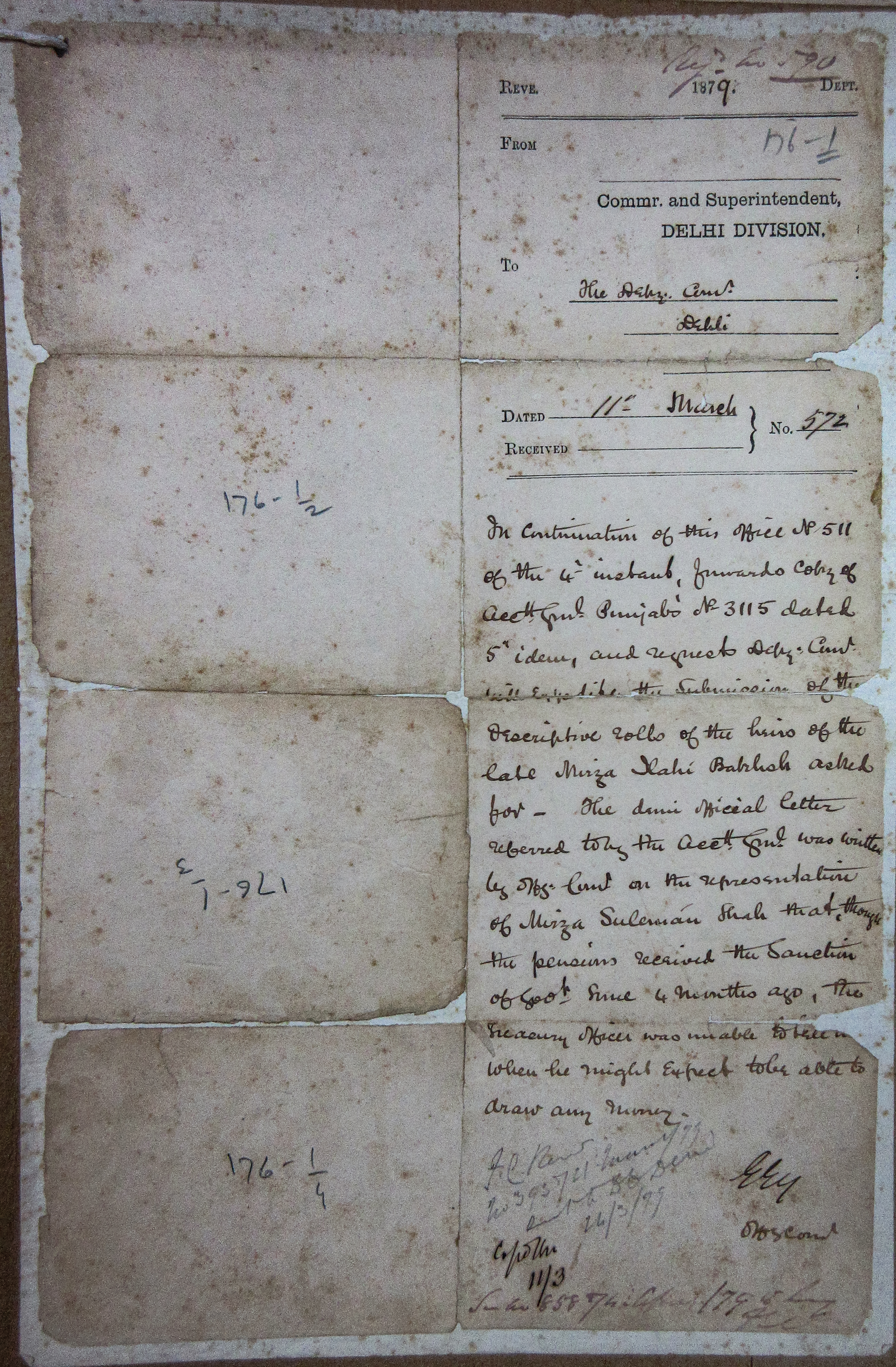 Grant of Pension to the Heirs of Mirza Ilahi Bakhsh, File No. 40