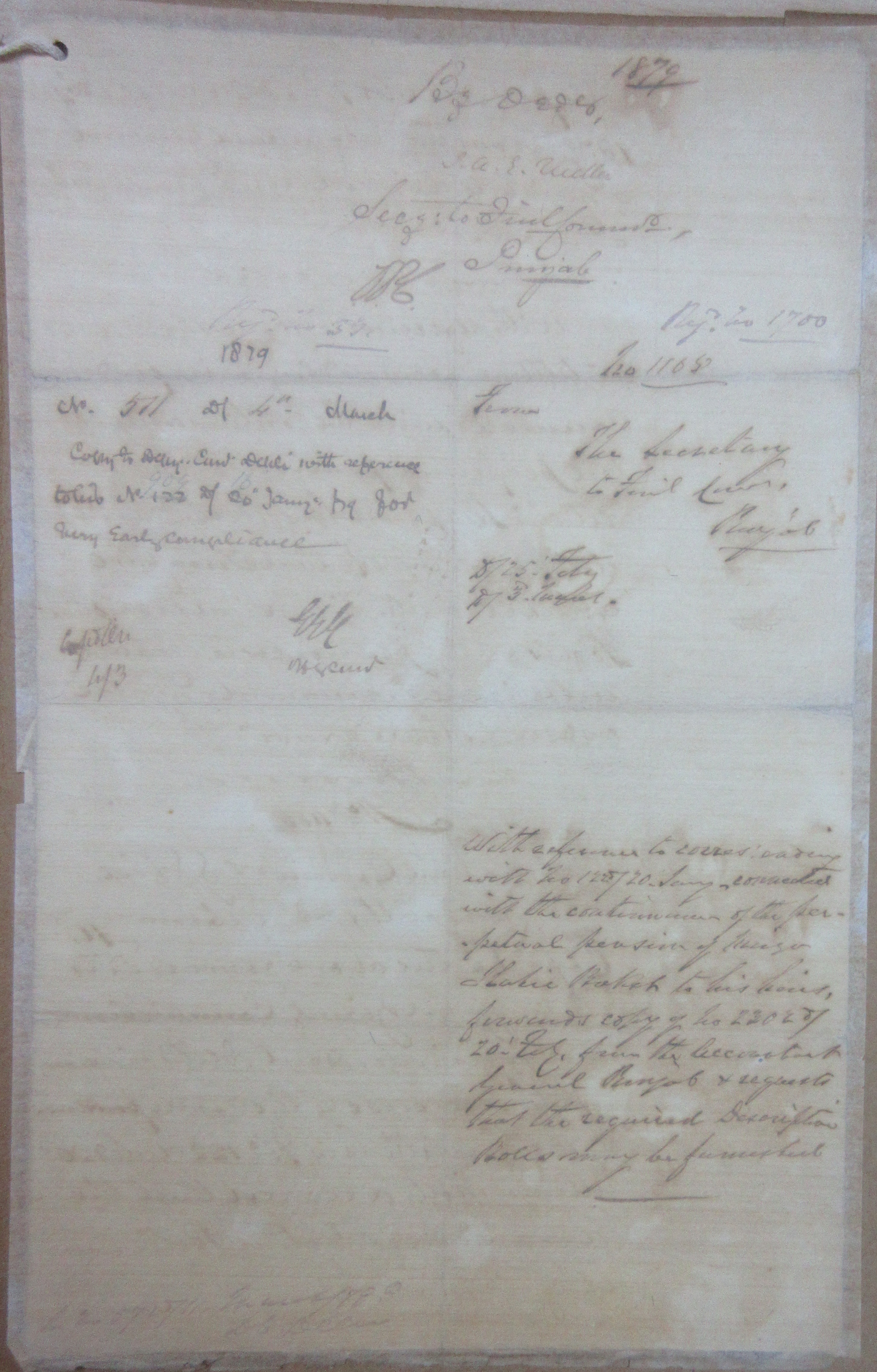 Grant of Pension to the Heirs of Mirza Ilahi Bakhsh, File No. 38