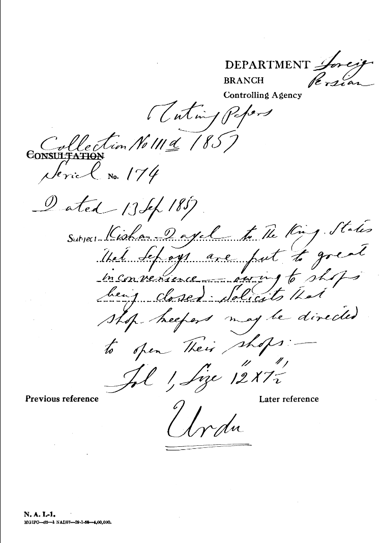 Kishan Dayal to the Emperor States that Sepoys are Put to Great Inconvenience Owing to Shops Being Closed Solicits that Shop-Keepers May Be Directed to Open their Shops.
