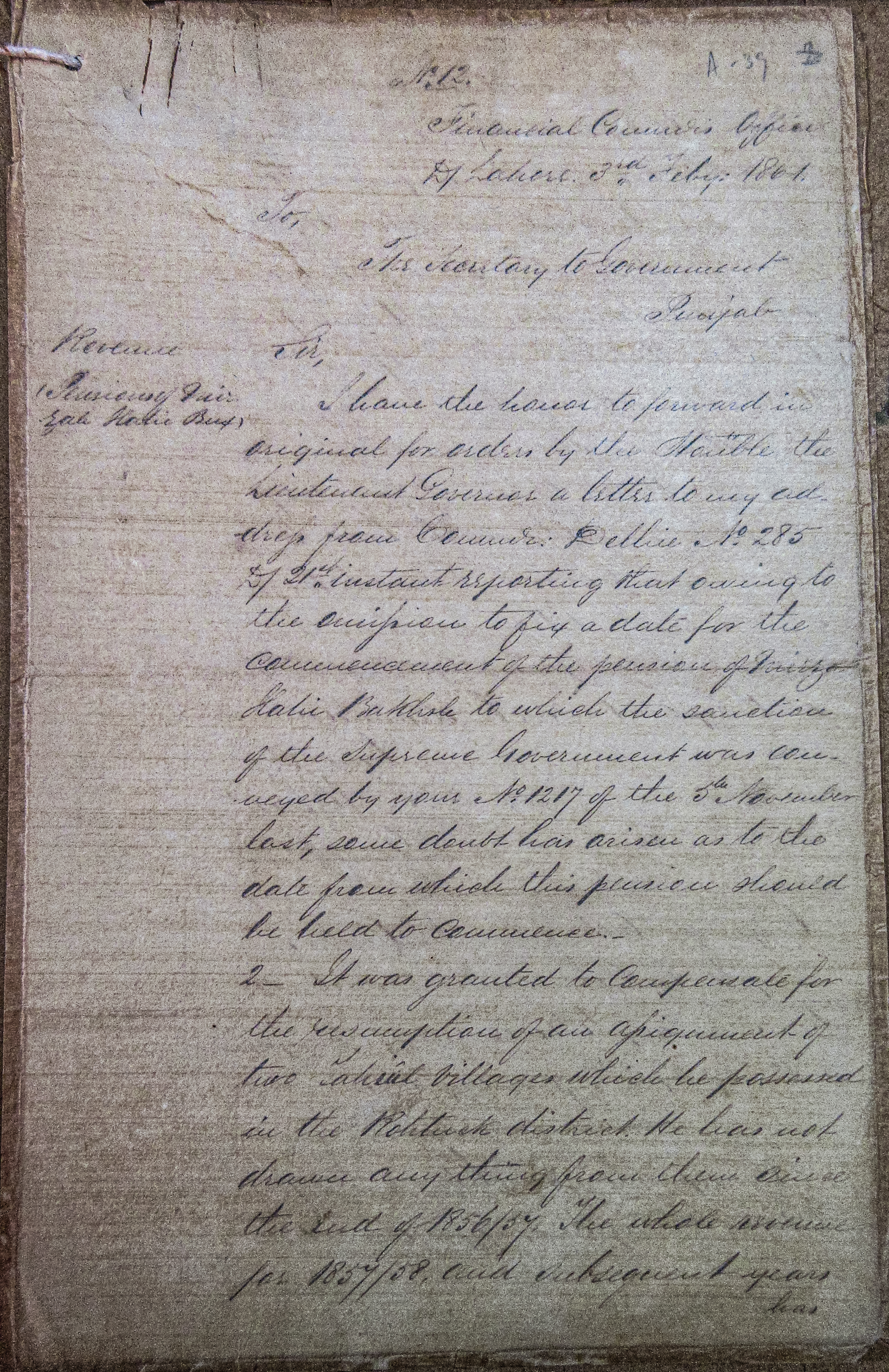 Last Forward Copy of Letter of -------No . 12 Dt 3rd January File No.23