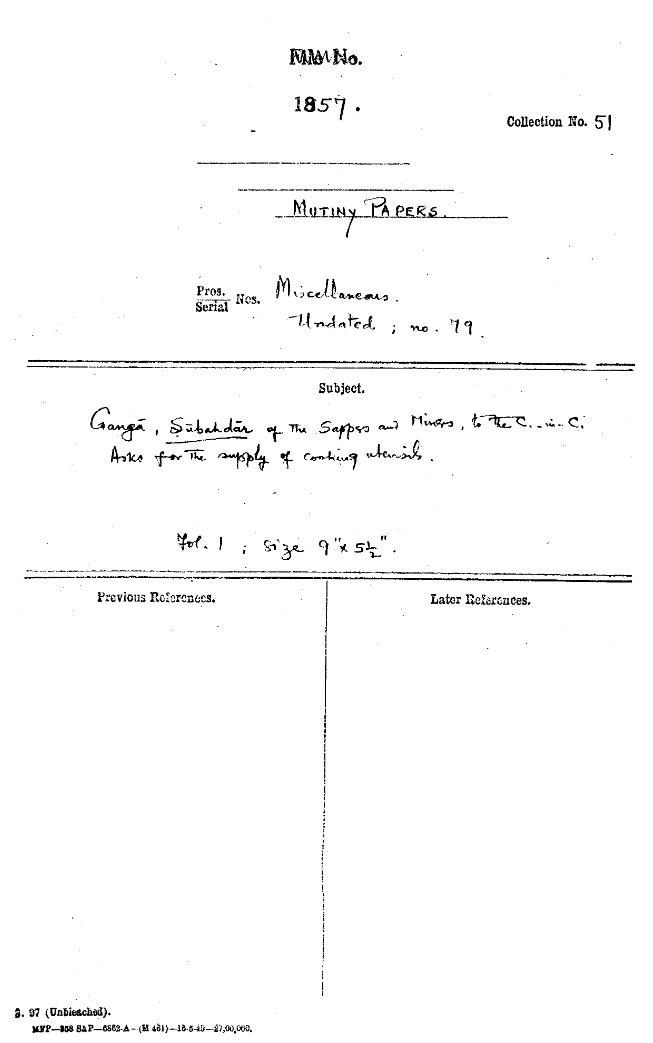List of Medicine Requisitioned By the Doctor attached to the Requirement of the Sappers and Mirers.(26 Zilqada 1273 ah = July 18 1857 ad).