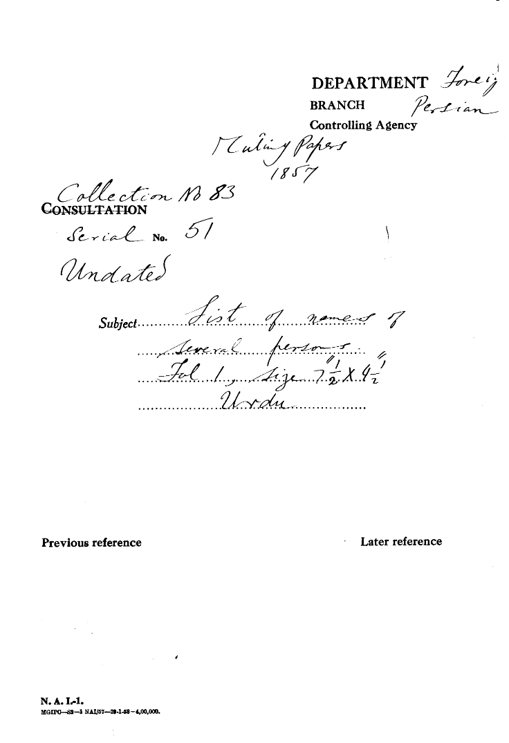 List of Names of Several Persons