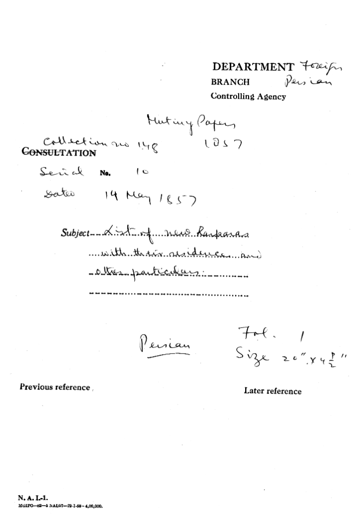 List of New Has Been With their Residence and Other Particulars.