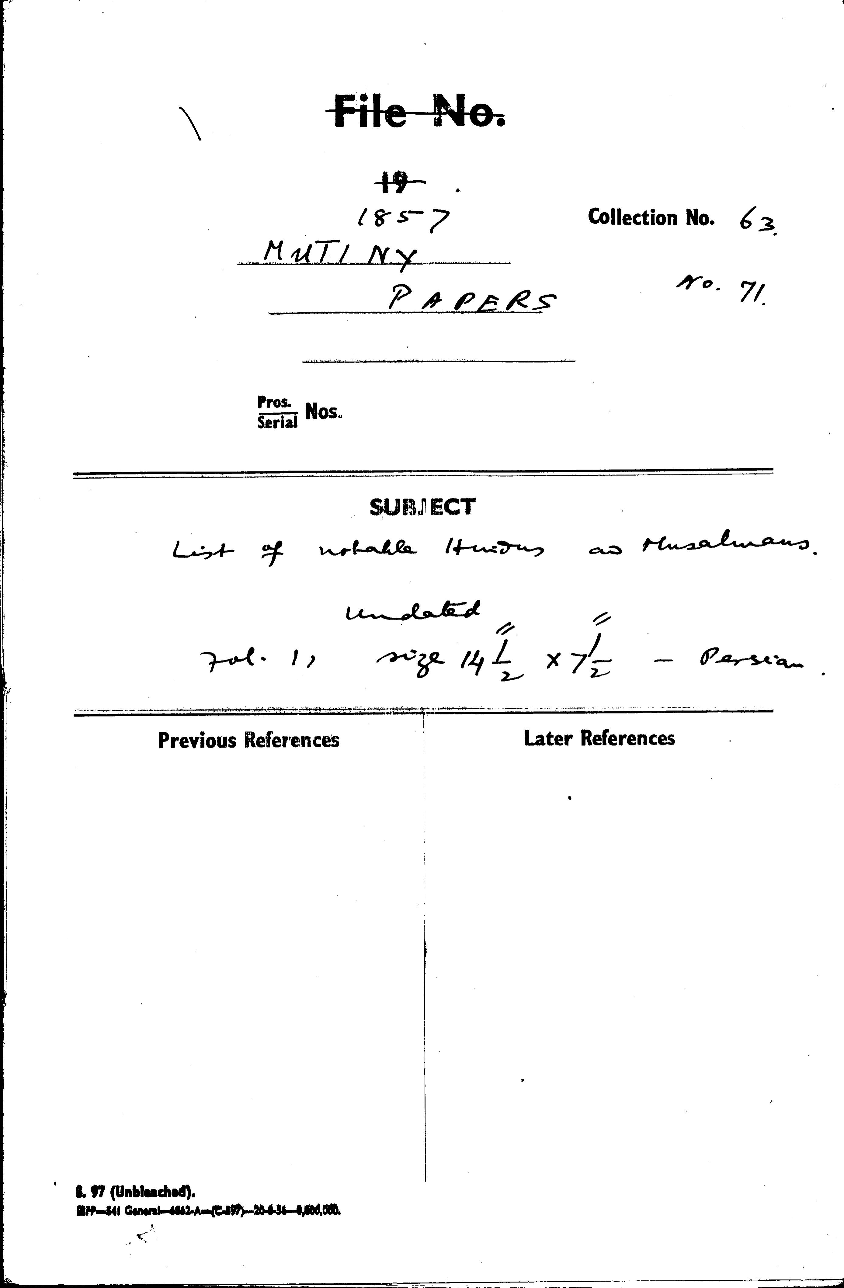 List of Notable Hindus as Musalmans.