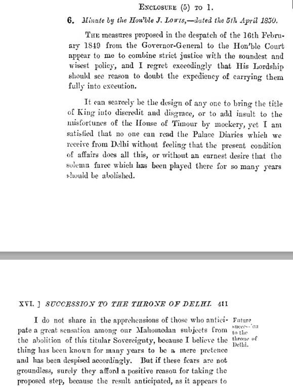 Minnie by the  Honorable J. Lowis ,—dated the 5th April 1850.