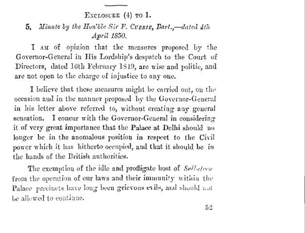 Minute by the Hon’ble Sir F. Curri, Bart.,— 4th April 1850 dated