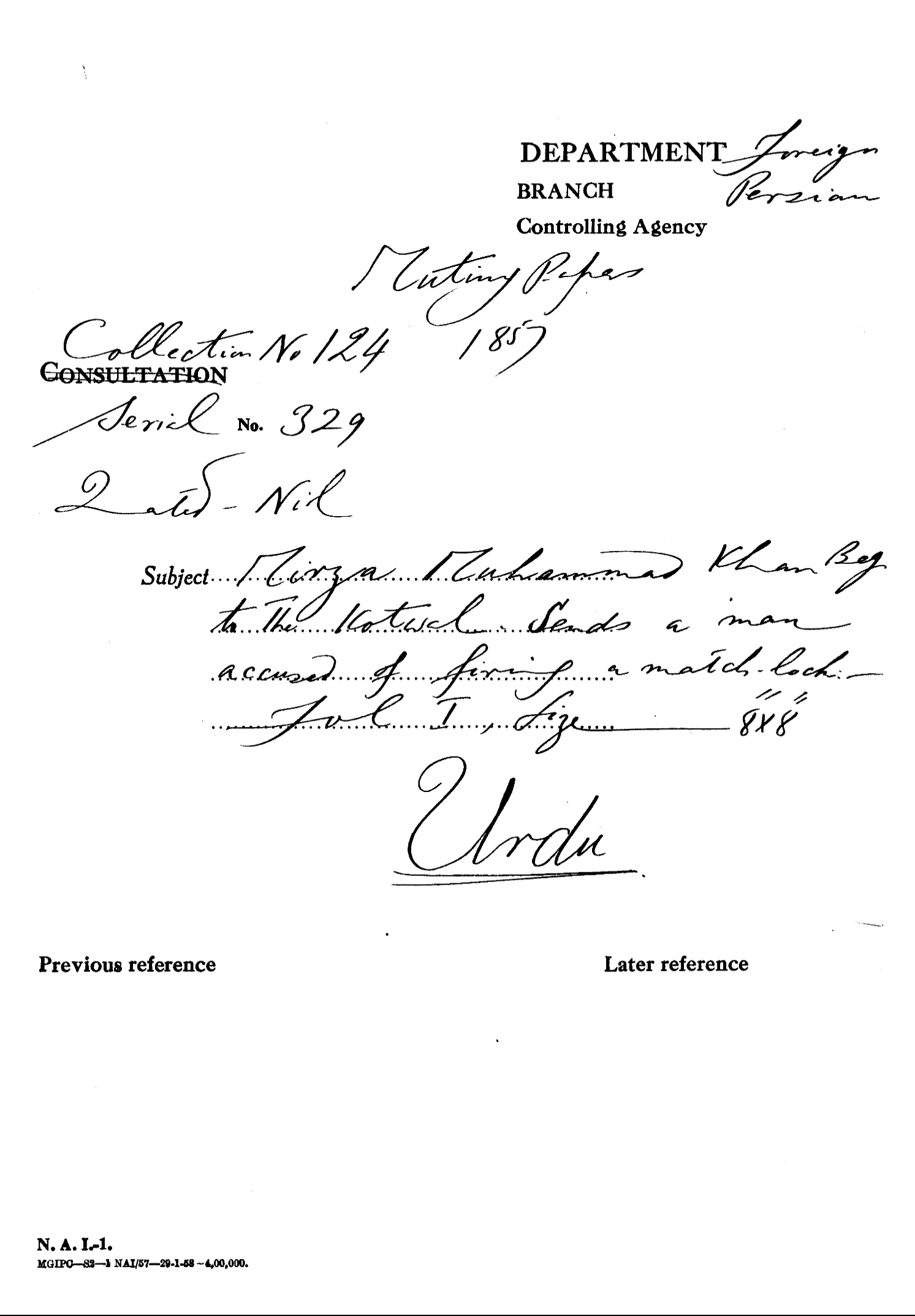 Mirza Muhammad Khan Beg to the Kotwal Sends a Men accused of Firing a Matchlock.