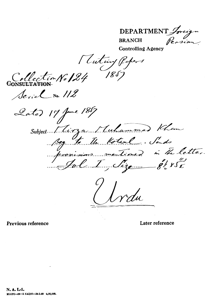 Mirza Muhammad Khan Beg to the Kotwal Sends Provisions Metioned In the Letter.