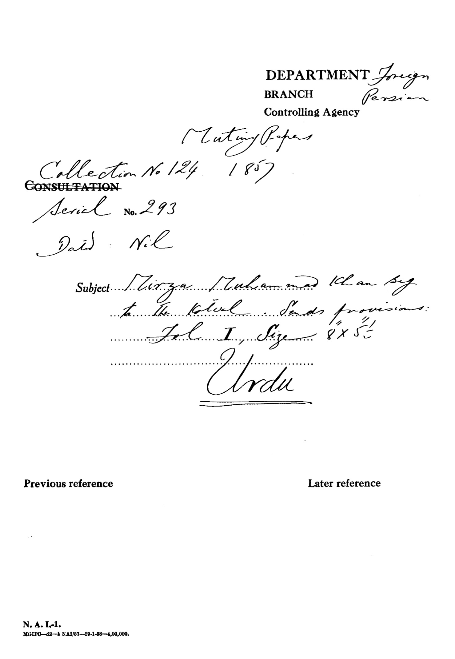 Mirza Muhammad Khan Beg to the Kotwal Sends Provisiones.