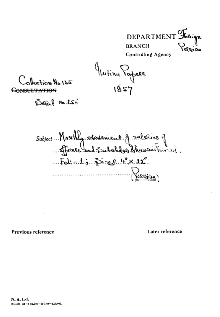 Monthly Statement of Salaries of offices and Subhadra Bhawani Parshanth.