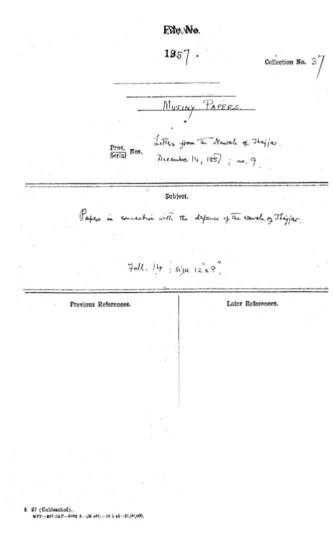 Papers In Connection With the Defense of the Nawab of Jhajjar.