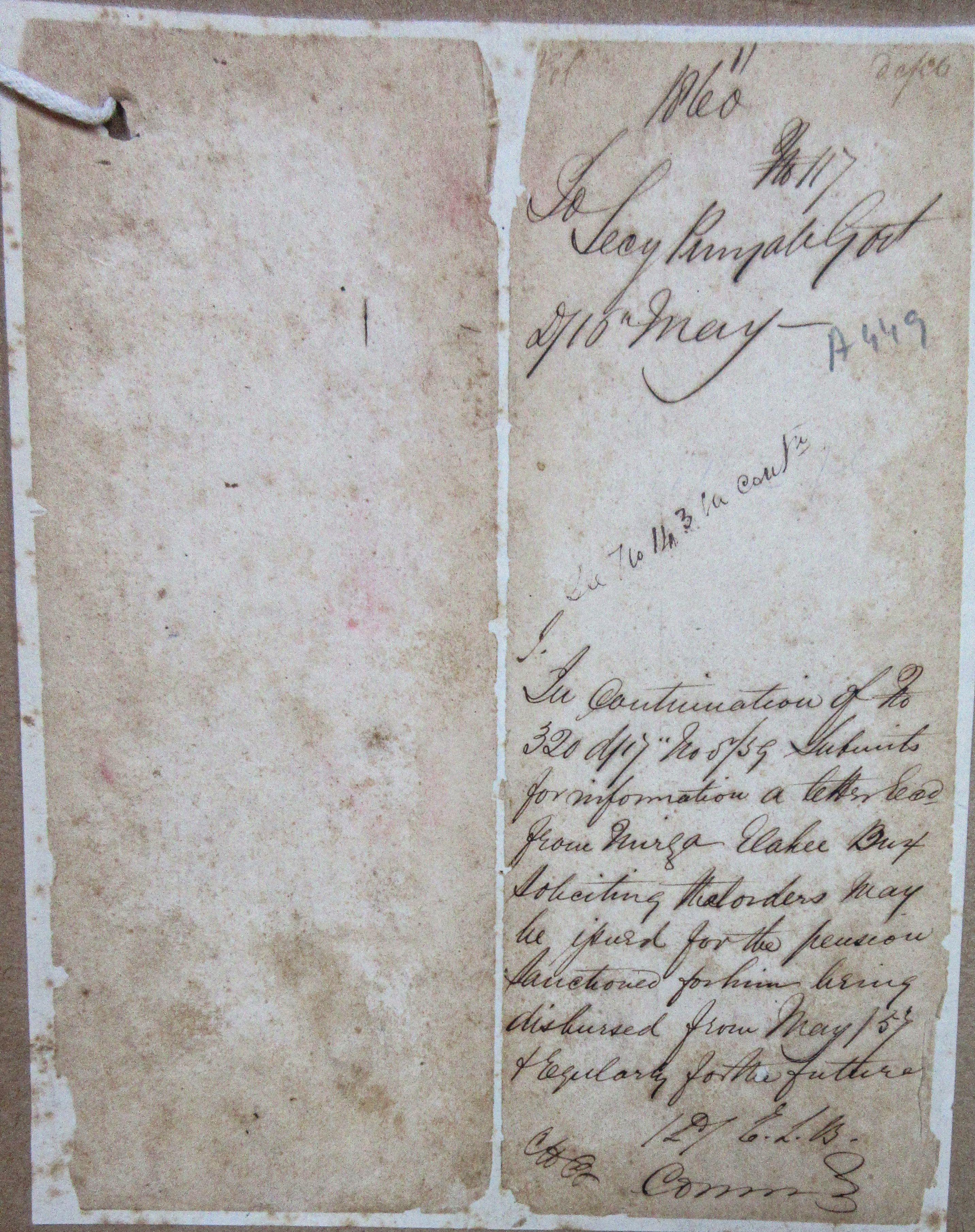 Pension of Mirza Ilahi Baksh File No.7