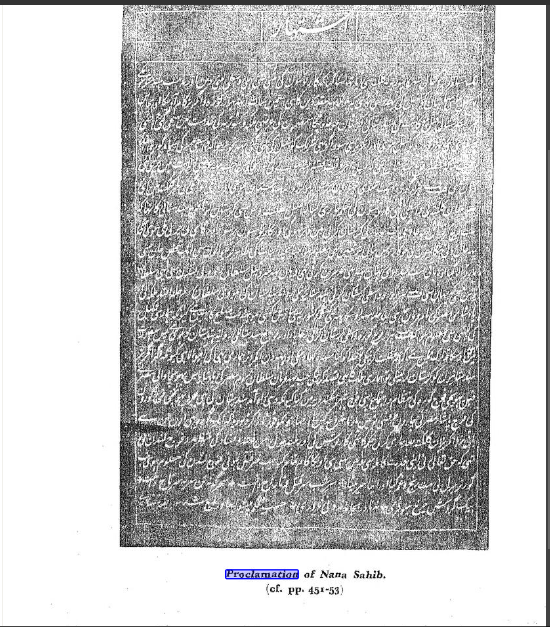 Proclamation Of Nana Saheb ( 6th, July 1857)