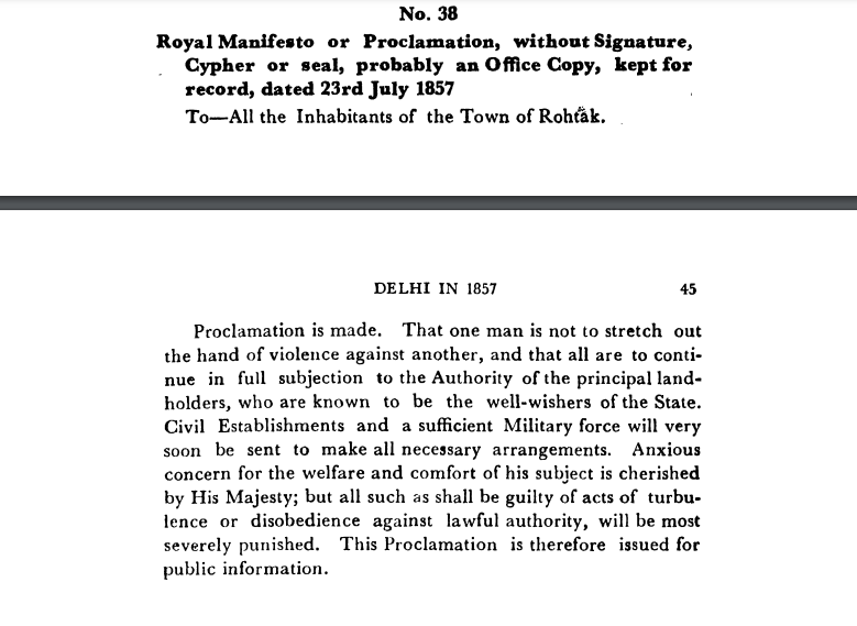 Second Days of Proceedings Trail of Bahadur Shah - Royal  Manifesto  or  Proclamation,  without  Signature,  Cypher  or  seal,  probably  an  Office  Copy,  kept  for  record,