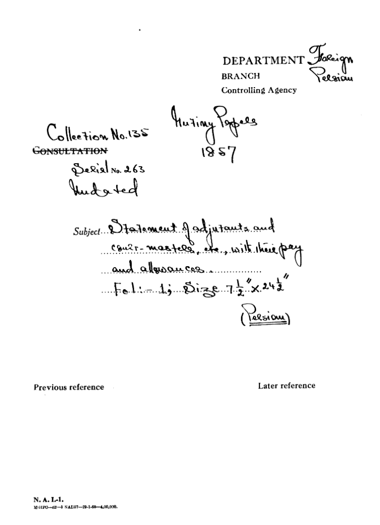 Statement of adjutants and Court Masters Etc. With their Pay and allowances.