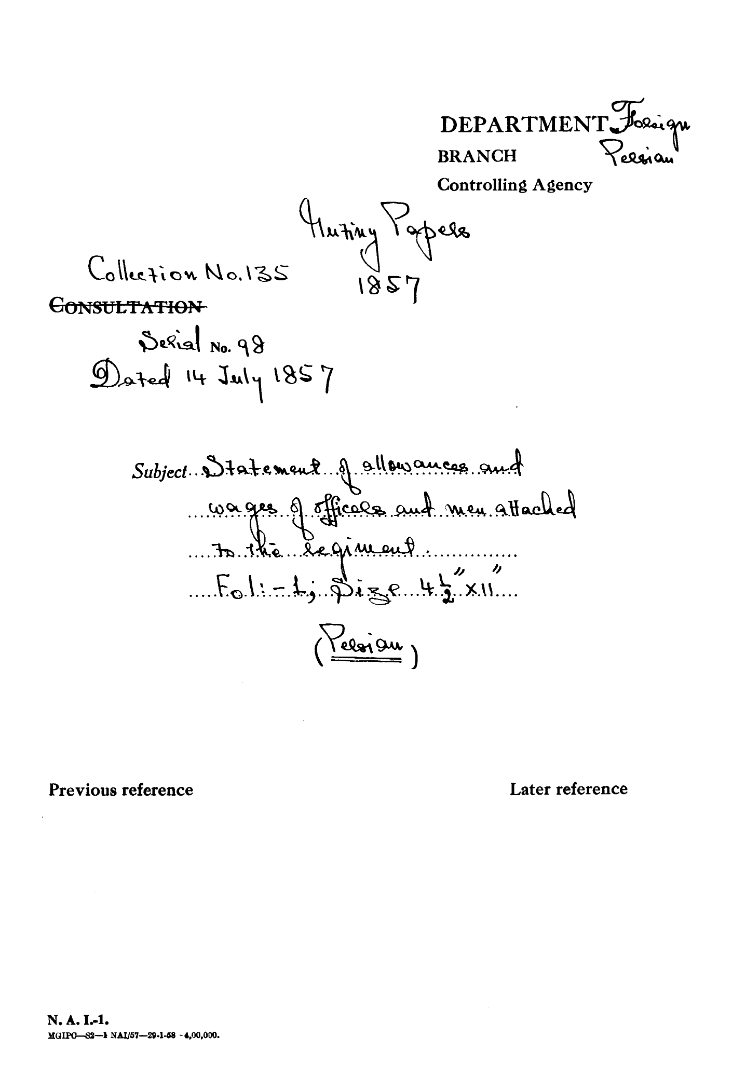 Statement of allowaues and Wages of officer and Men attached Regiment