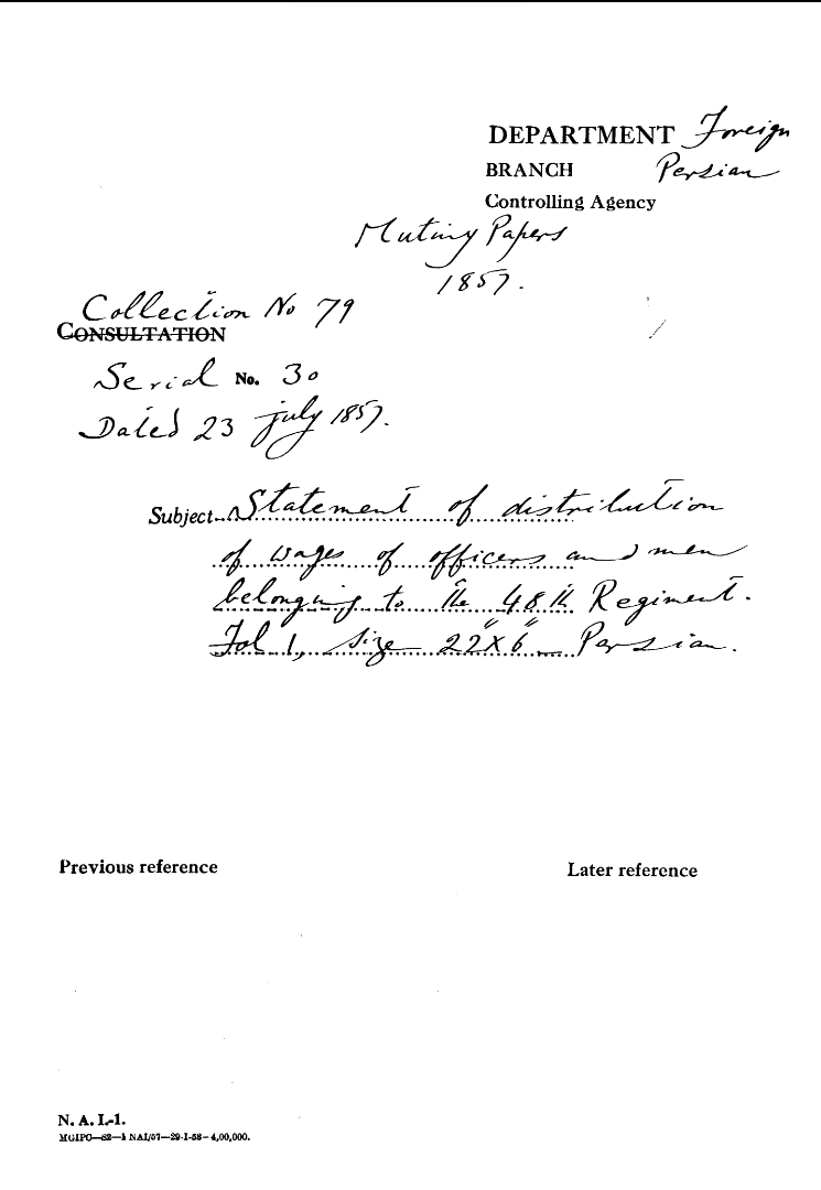 Statement of Distribution of Wages of officers and Men Belonging to the 48th Regiment (1857)