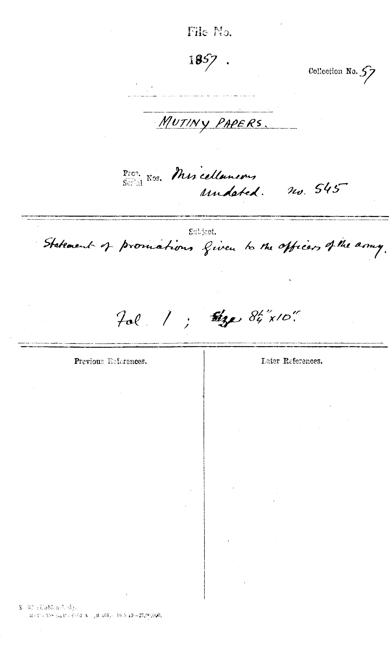 Statement of Promotions Given to the officers of the army.